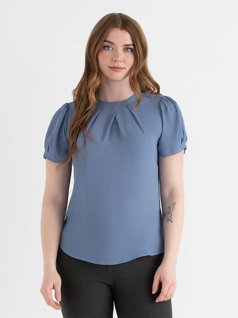 Short Sleeve Mix Media Blouse