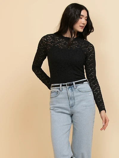 Long Sleeve Lace Blouse with Cami