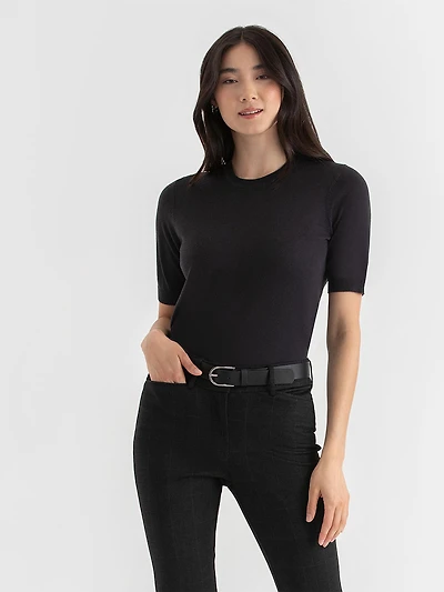 Cashmere Blend Crew Neck Sweater Black