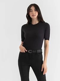 Cashmere Blend Crew Neck Sweater Black