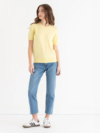 Cashmere Blend Crew Neck Sweater Banana Yellow