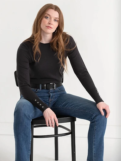 Cashmere-Blend Sweater with Rivet Detail