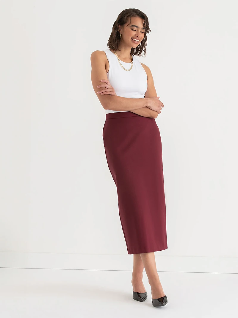 Midi Pencil Skirt Zinfandel Luxe Ponte