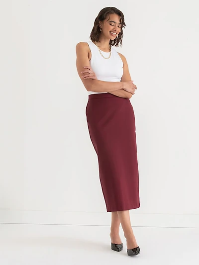 Midi Pencil Skirt Zinfandel Luxe Ponte