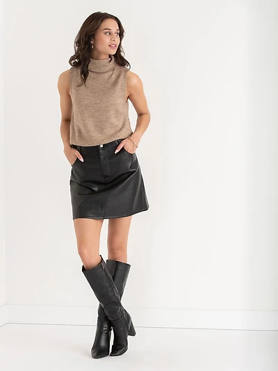 Faux Leather Black Mini Skirt