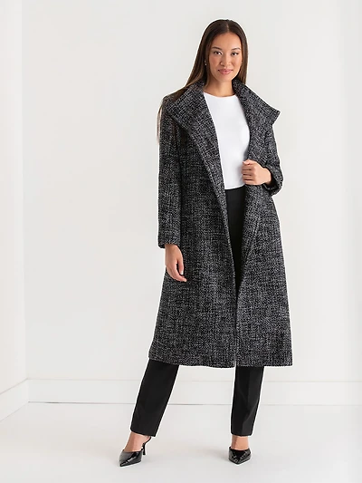 Wool Wrap Patterned Coat