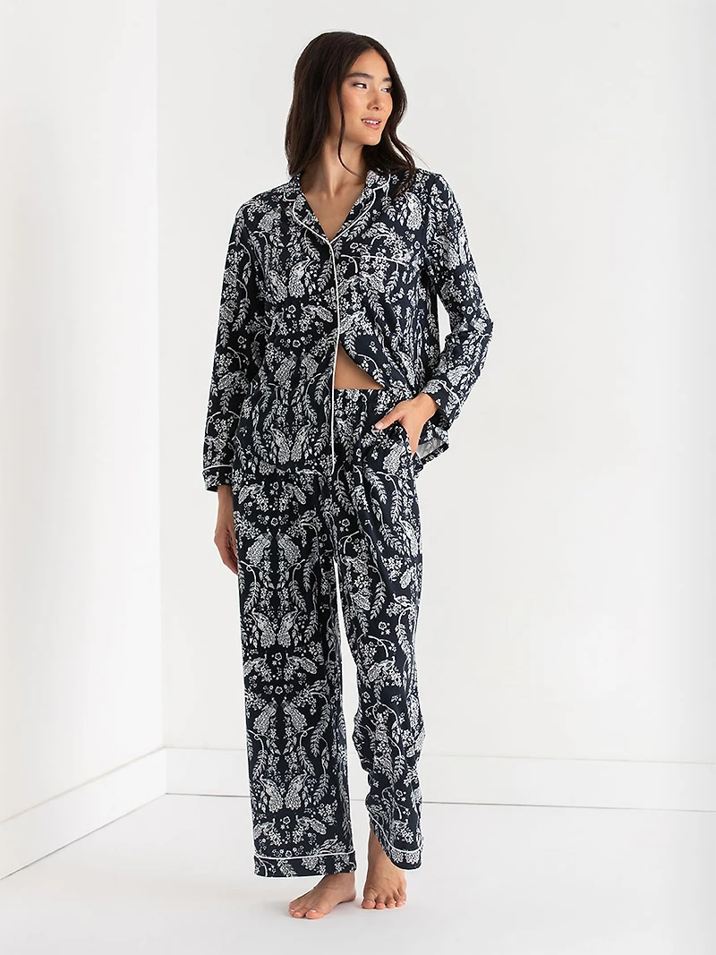 Long Sleeve Button-Down Sleep Set Peacock