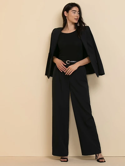 Maxwell Wide Leg Pleated Pant Soft Black Luxe Tailored
