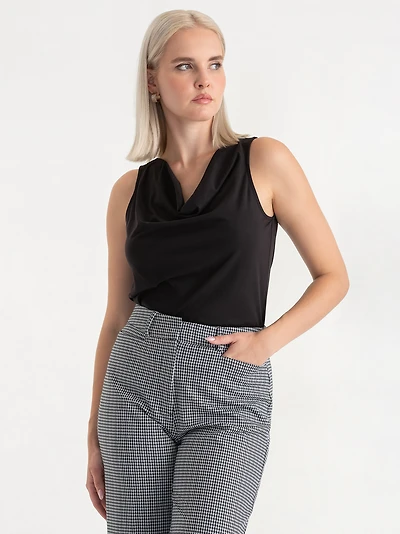 Sleeveless Cowl Neck Top Black