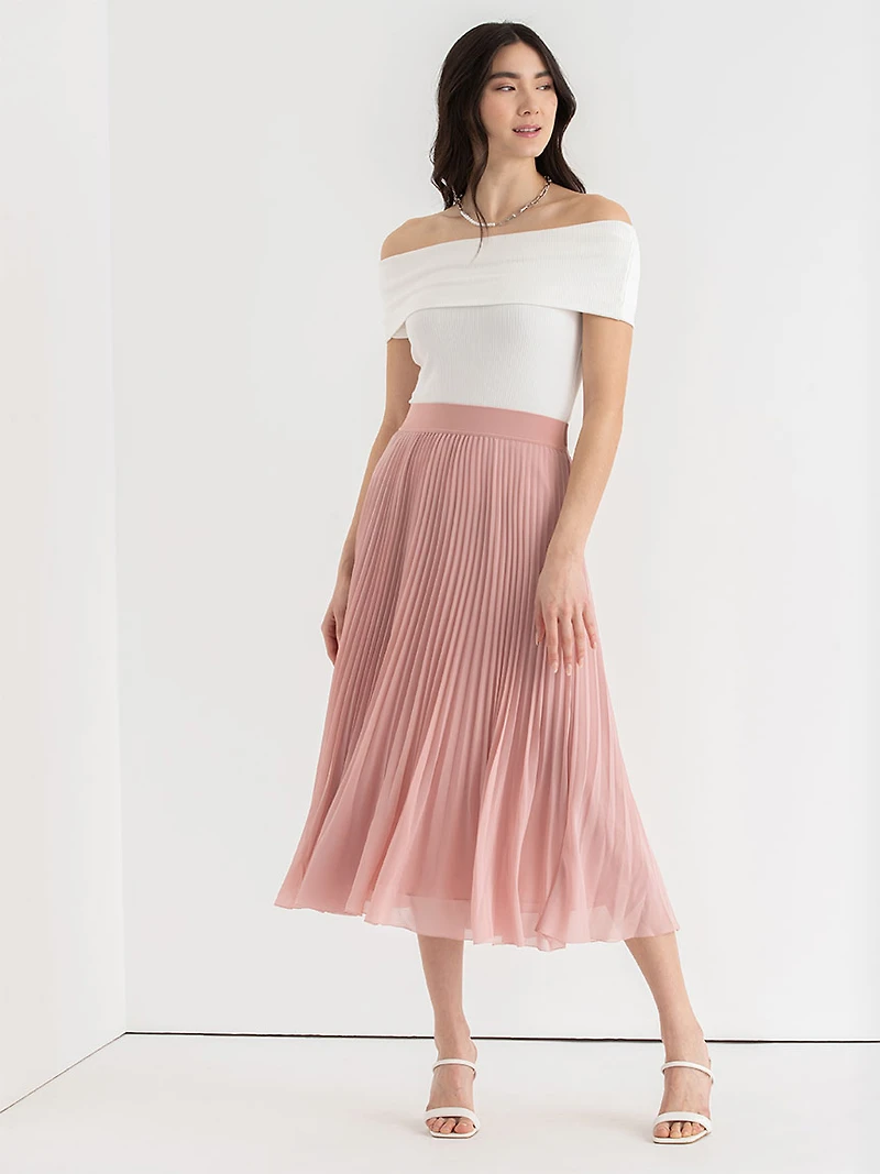 Off Shoulder Ribbed Top Snow White