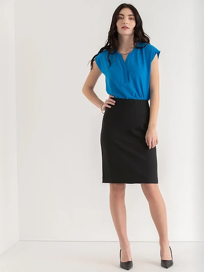 Pencil Skirt Jet Black Luxe Tailored