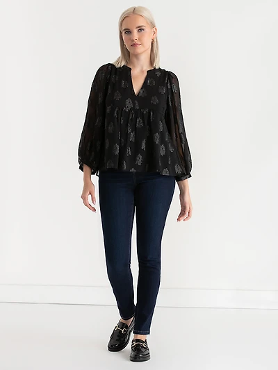 Peasant Blouse with Puff Sleeves
