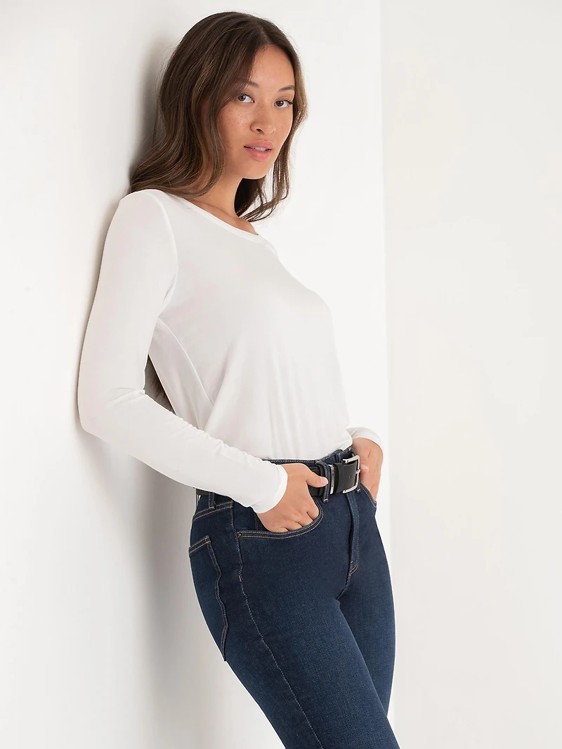 Modal Long Sleeve Scoop Neck Top