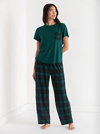T-Shirt and Pants Patterned Pajama Set