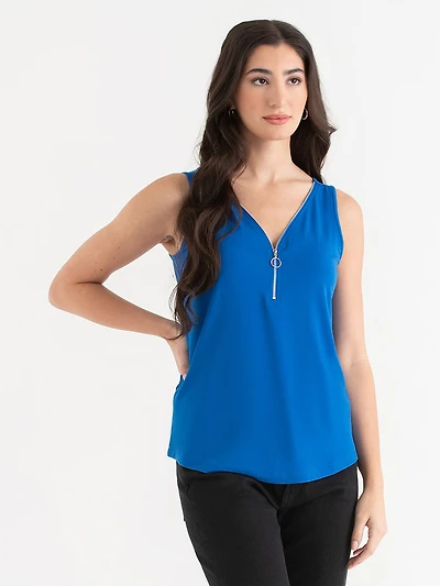 Sleeveless Zip Front Tank