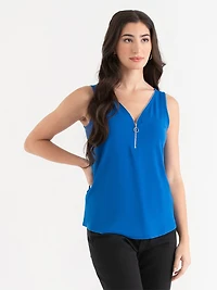 Sleeveless Zip Front Tank