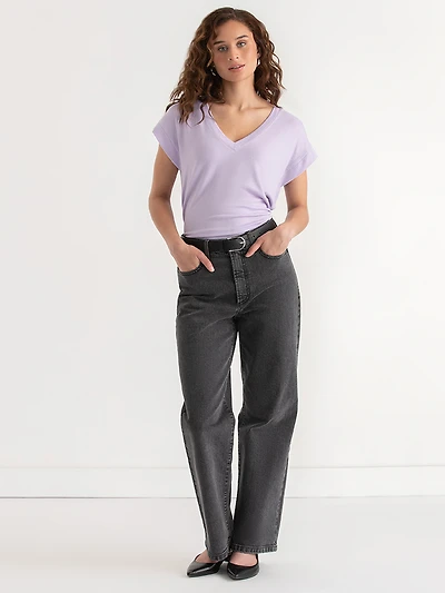 Holly V-Neck Hacci Knit Top