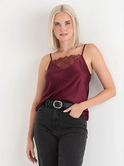 Satin Lace Windsor Wine Camisole