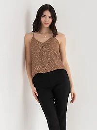 Sadie Strappy V-Neck Tank with Buttons