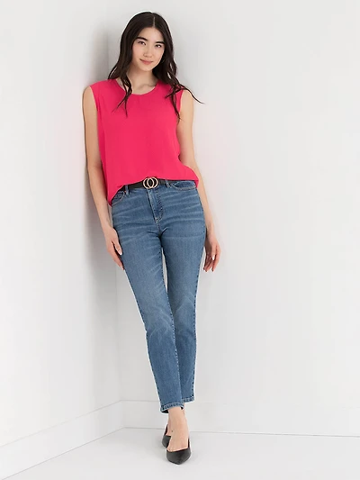 Carrie 2-Layer Cap Sleeve Blouse Raspberry Sorbet