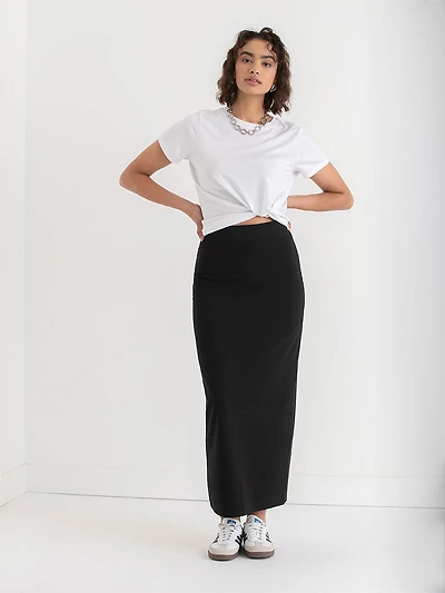 Knit Black Maxi Skirt