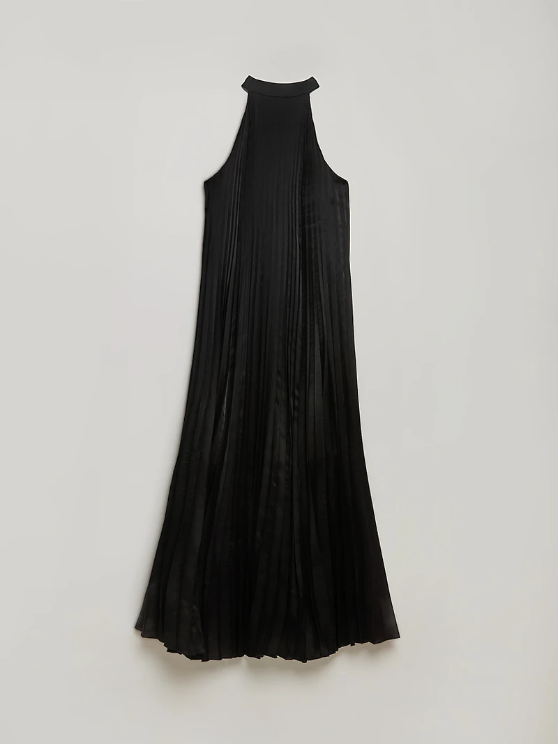 Backless Satin Halter Maxi Dress