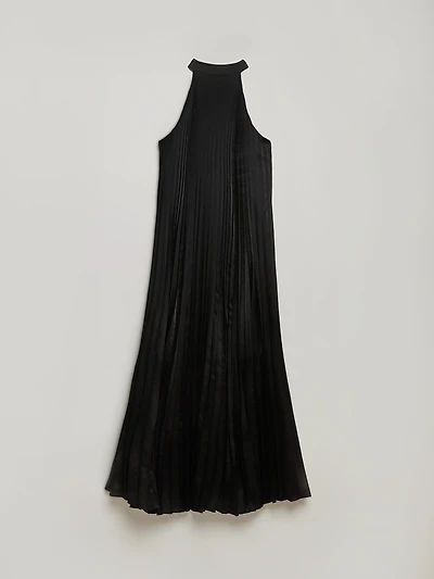 Backless Satin Halter Maxi Dress