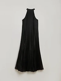 Backless Satin Halter Maxi Dress