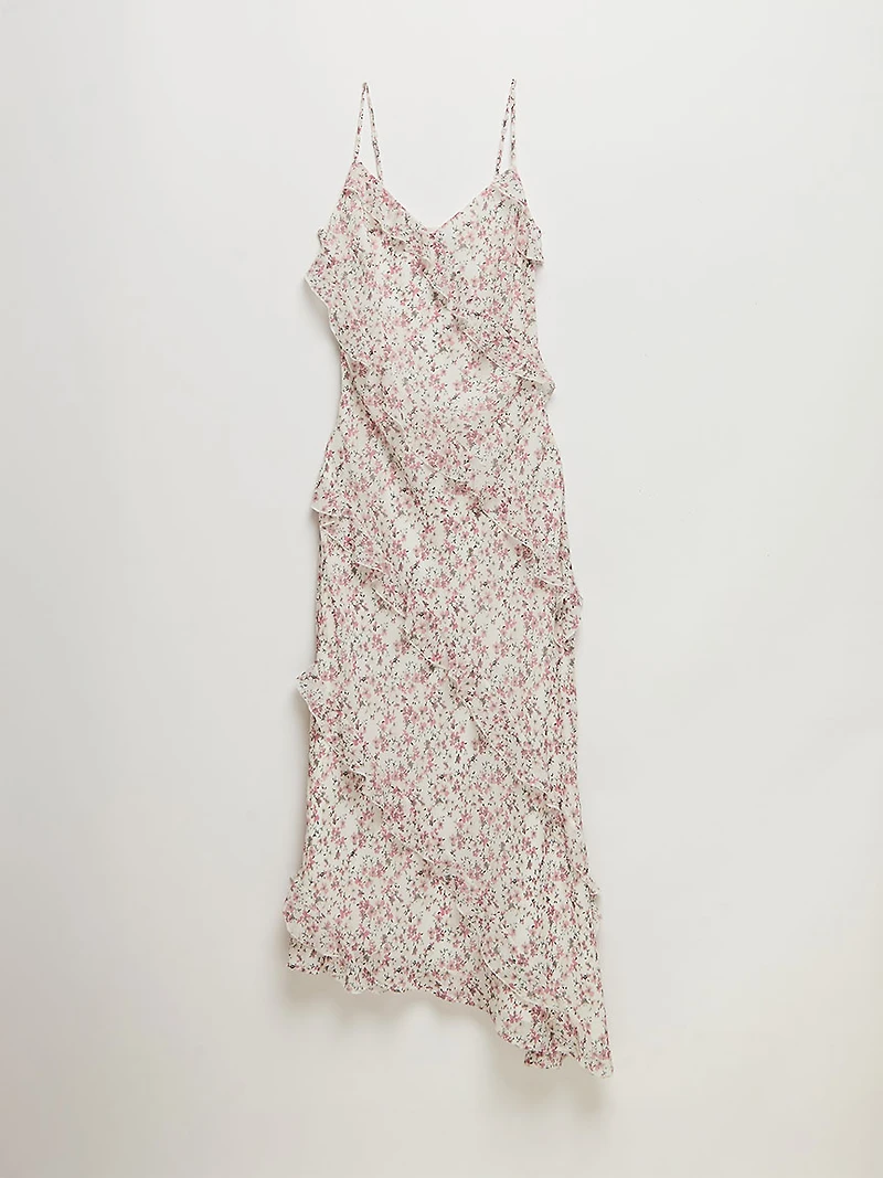 Chiffon Ruffle Maxi Dress