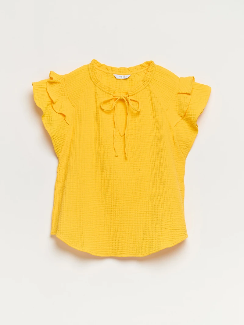 Crinkle Cotton Flutter Sleeve Blouse