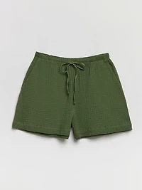 Crinkle Cotton Shorts