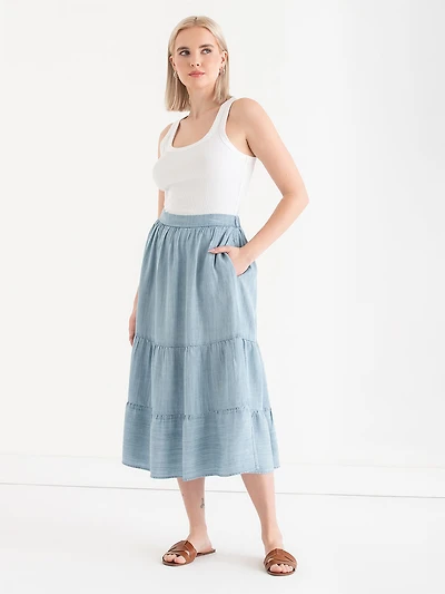 Tiered Tencel Skirt