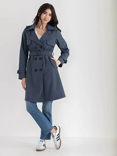 Long Double Breasted Black Trench