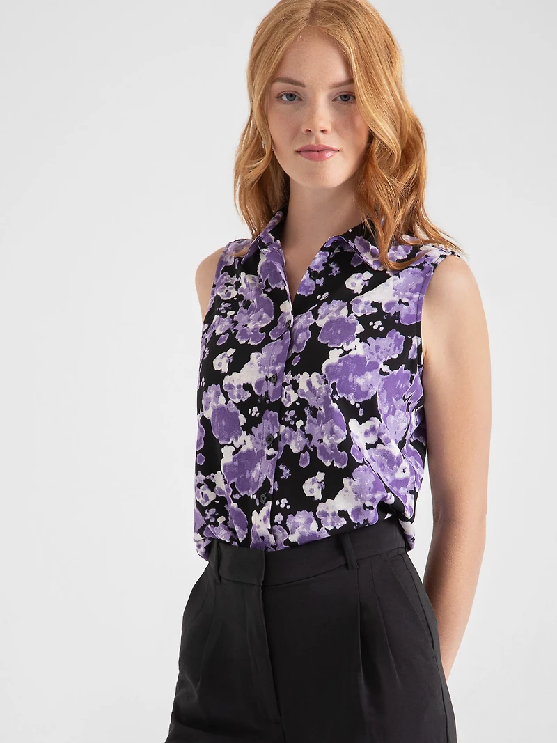 Nicole Sleeveless Collared Shirt