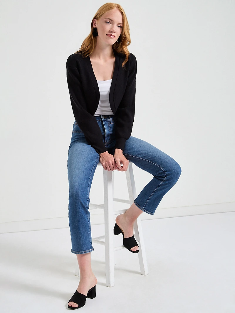 Cropped Open Front Cardigan