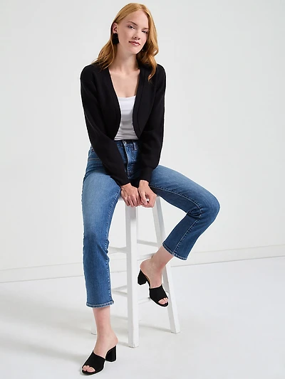Cropped Open Front Cardigan