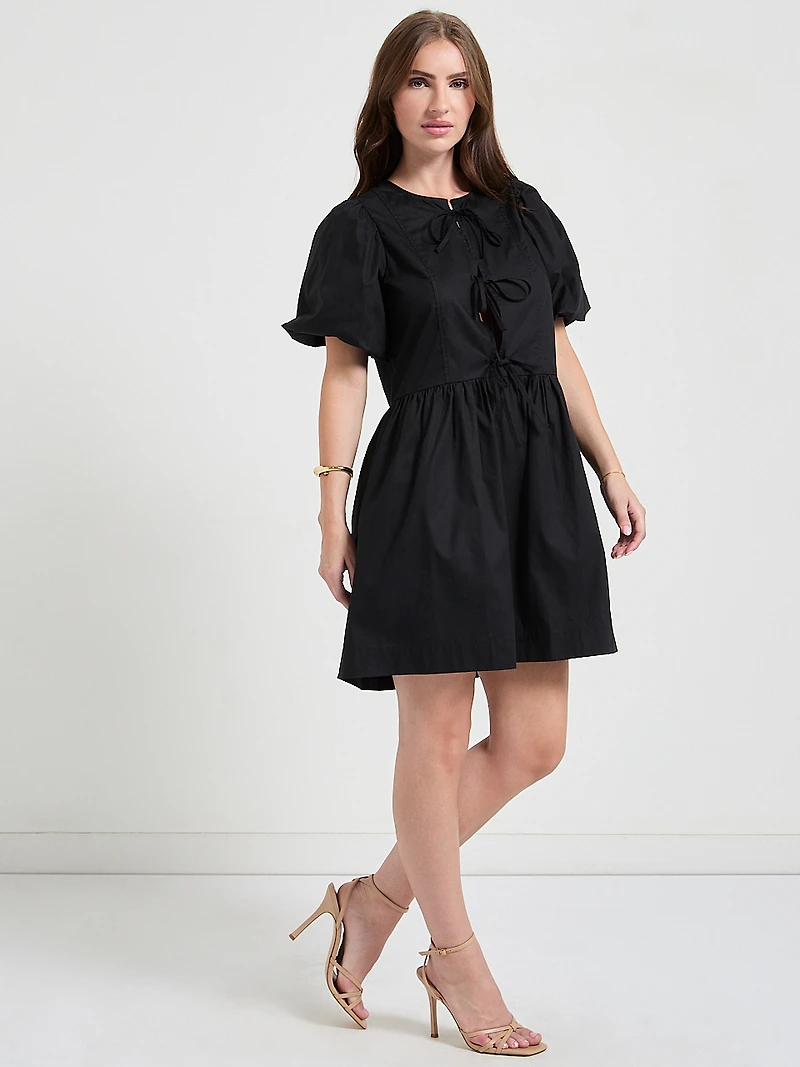 Short Sleeve Poplin Puff Dress