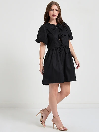 Short Sleeve Poplin Puff Dress