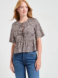Tie Front Peplum Blouse