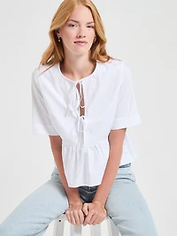 Tie Front Peplum Blouse