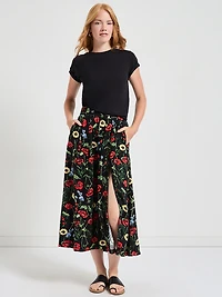Viscose Linen Midi Skirt