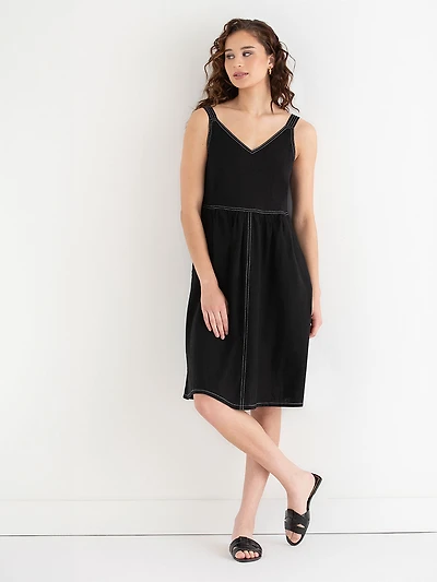 Knee-Length Linen Dress
