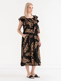 Square Neck Flutter Sleeve Blouse
