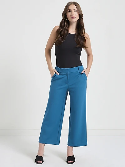 Weslee Wide-Crop Pant Black Iconic Crepe