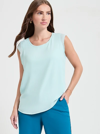 2-Layer Cap Sleeve Blouse