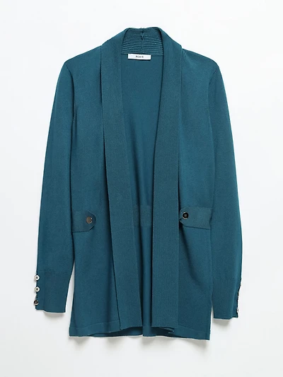 Cardigan with Side Tab Buttons