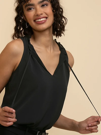 Sleeveless Ruffle V-Neck Blouse