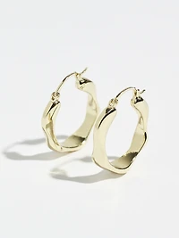 14k Gold Plated Warped Hoop Earrings