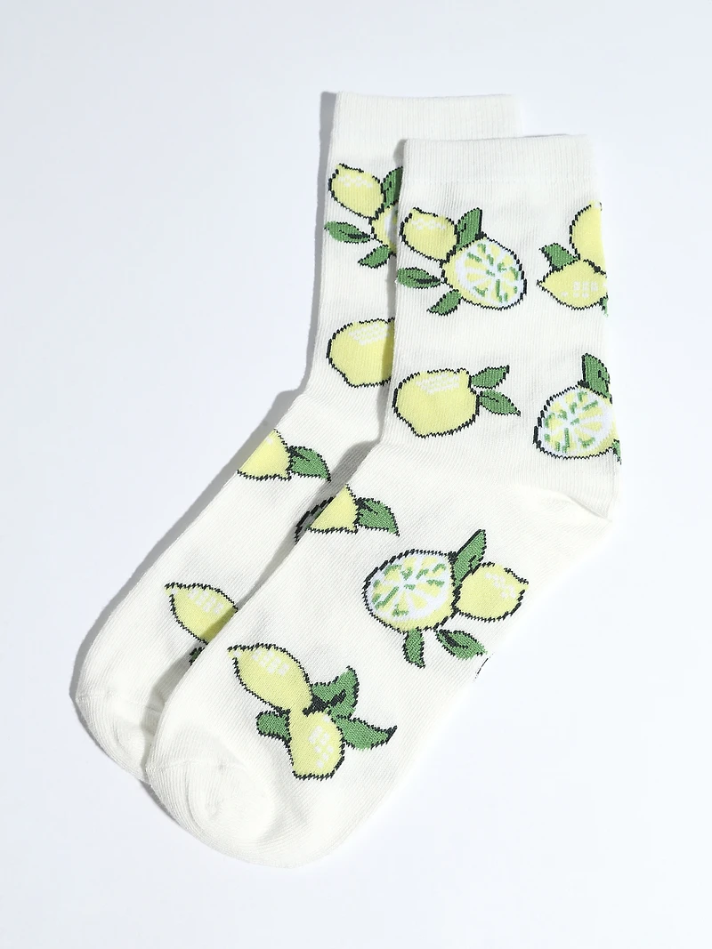 Lemon Pattern Crew Socks