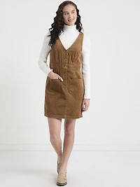 Everyday Corduroy Button-Front Pinafore Dress